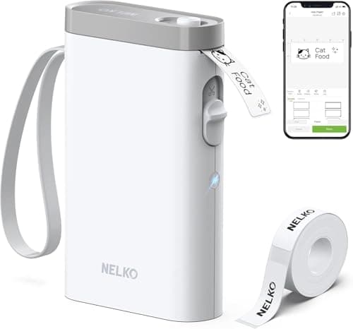 Nelko Label Maker P21 Portable Bluetooth Sticker Printer with Tape, Whit