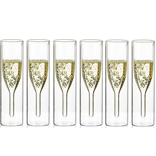 Sziqiqi Double Wall Prosecco Glasses Crystal: Stemless Champagne Flutes 