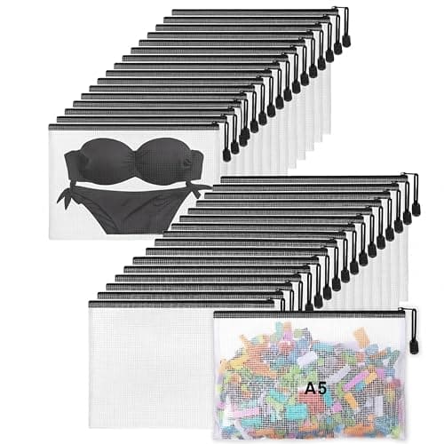 Black mesh zipper organiser bags
