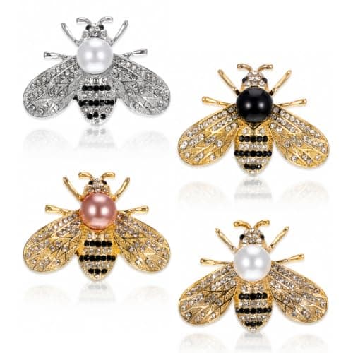 Honey bee rhinestone brooches