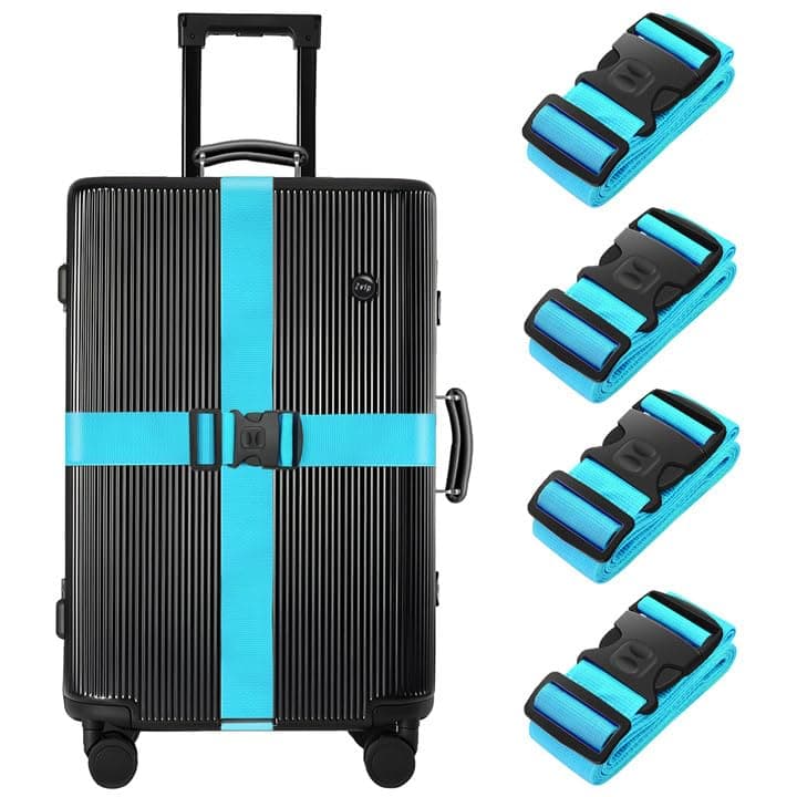 BILIONE 4 Pcs Luggage Straps for Suitcases Strap Lockable Suitcase Belts