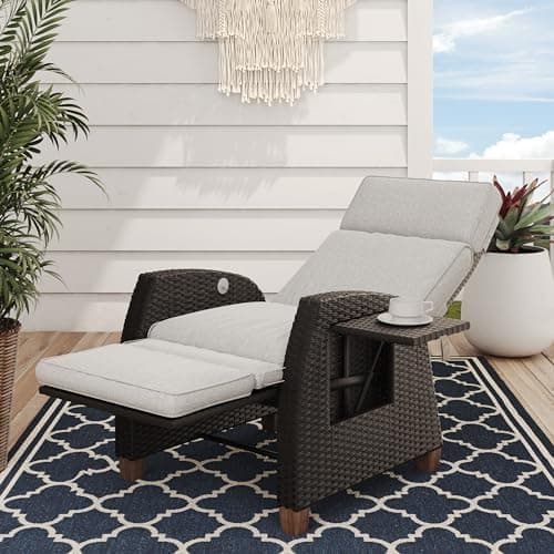 Grand patio Recliner Sun Lounger Wicker Adjustable Position Backrest Arm